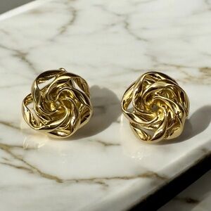 Swirl Style 14K Gold Electroplated Earrings
